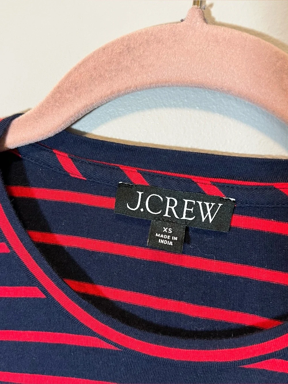 J. Crew Puff Sleeve Cotton Long Sleeve Shirt‎ Red Navy Blue Striped XS
